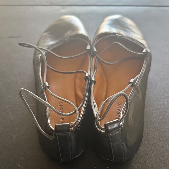 Lucky Brand Black Leather Lace-Up Ballet Flats with Ankle Tie - Picture 5 of 5